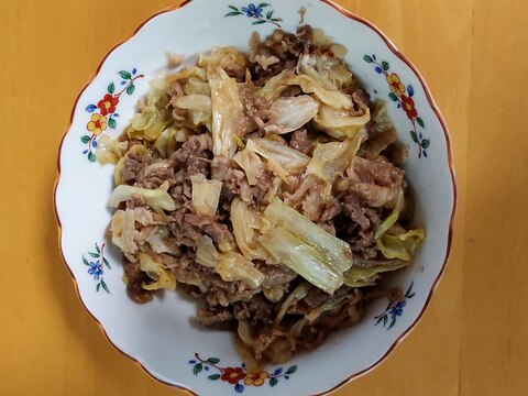 キャベツと牛肉のかぼす胡椒（柚子胡椒）みそ炒め